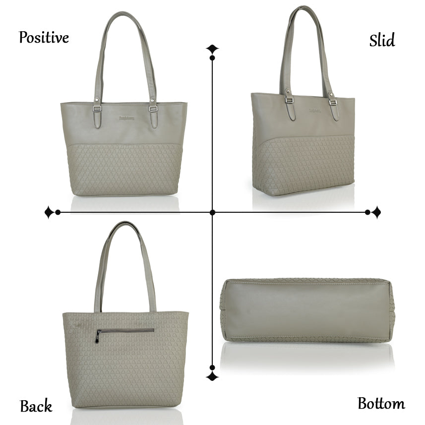 Doris Textured Handbag - Mashroom Grey