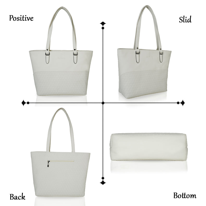 Doris Textured Handbag - White Pearl
