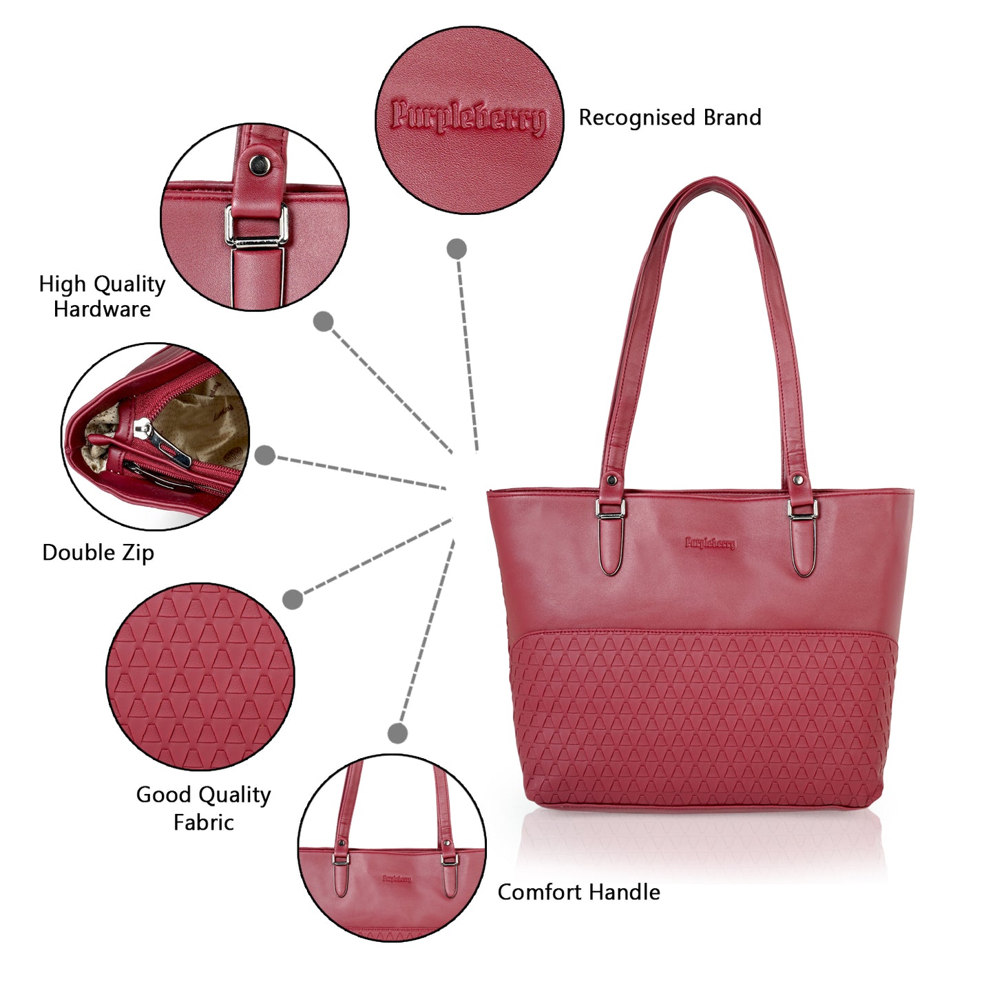 Doris Textured Handbag - Wine