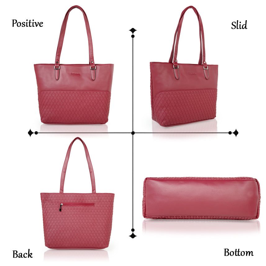 Doris Textured Handbag - Wine