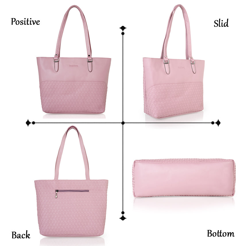 Doris Textured Handbag - Light Pink