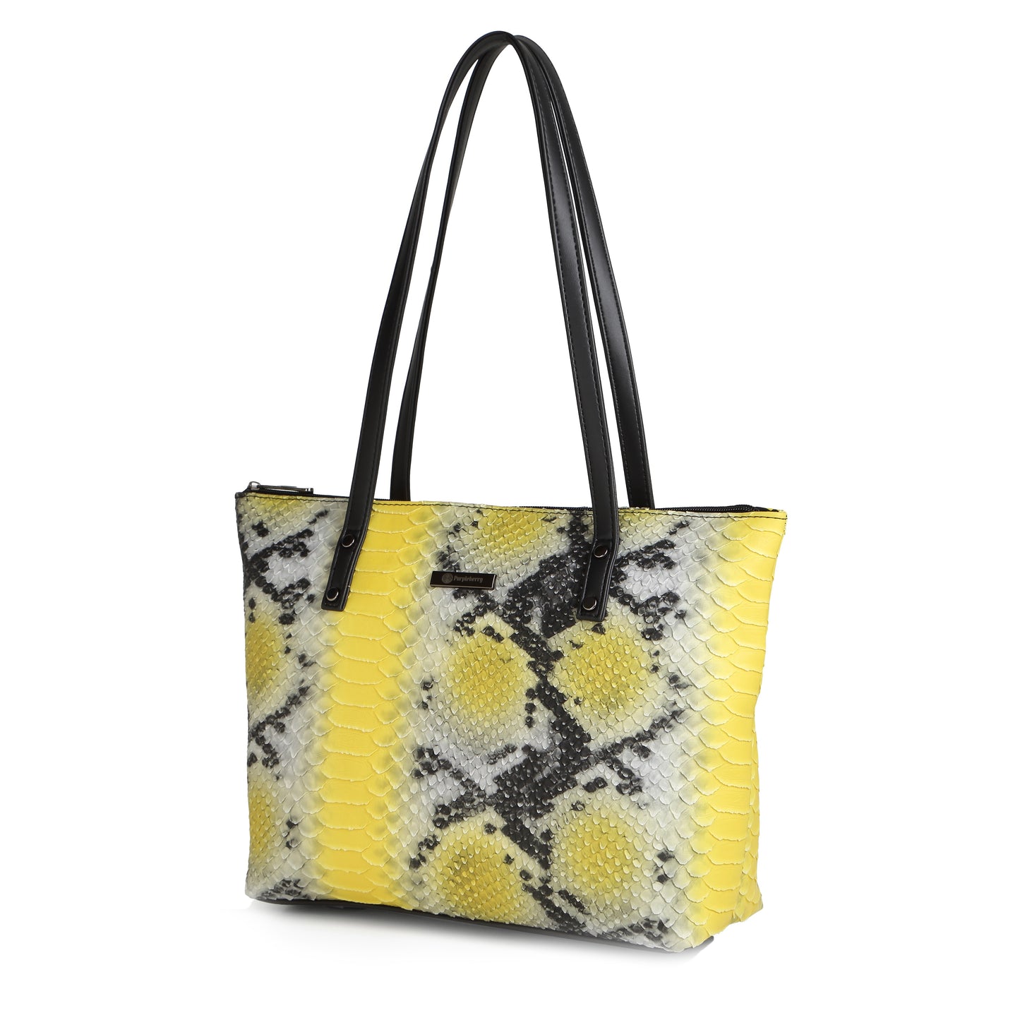 Raffia Snake printed Lemon Yellow Luxury Handbag