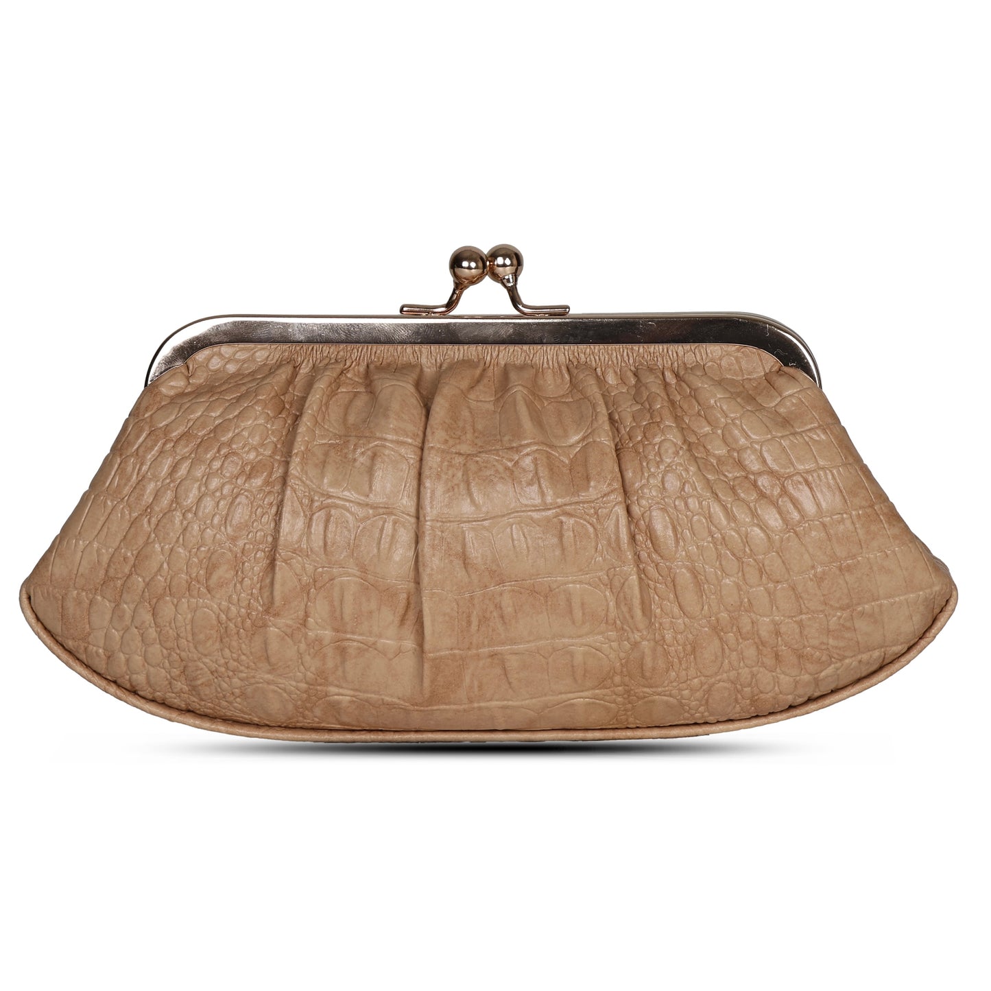 Maya Vintage Kiss Lock clutch - Mocha Mousse