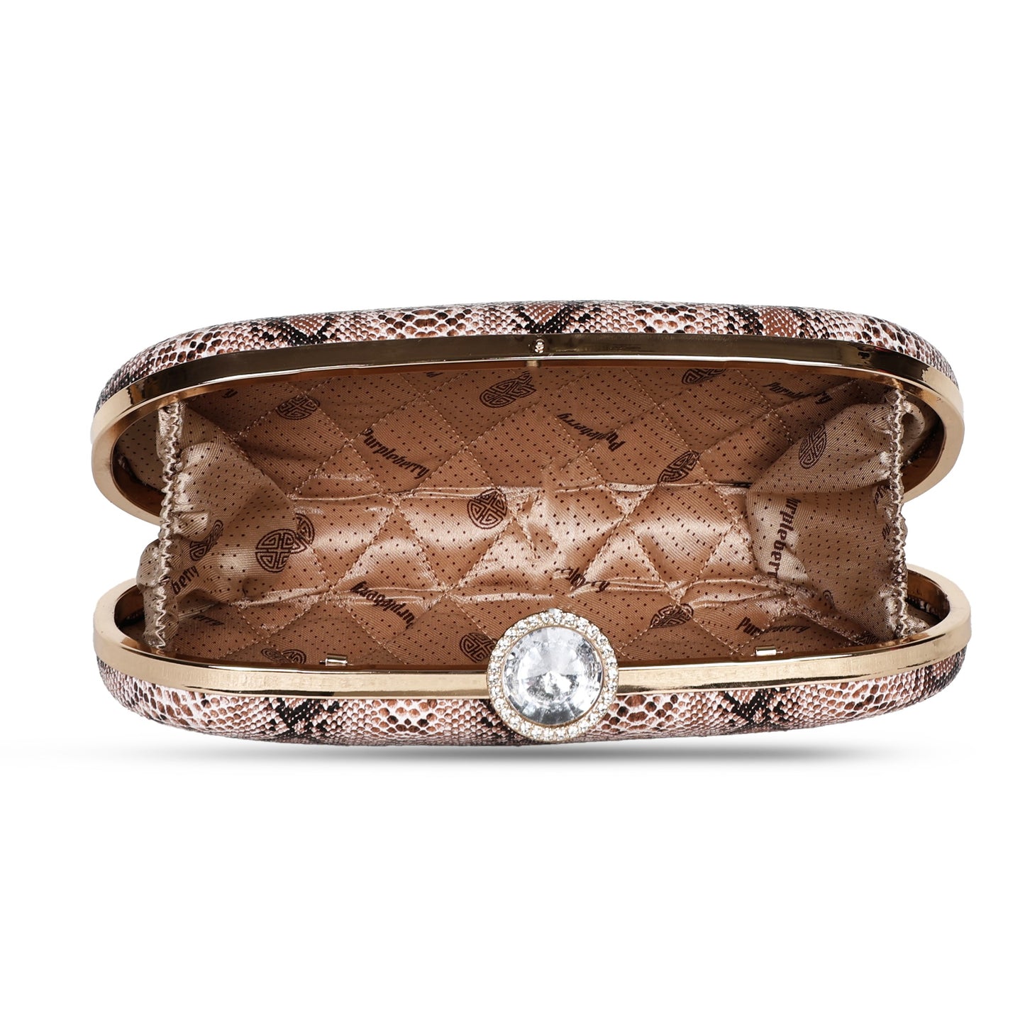 Premium Snake Print Party Clutch - Mocha Mousse