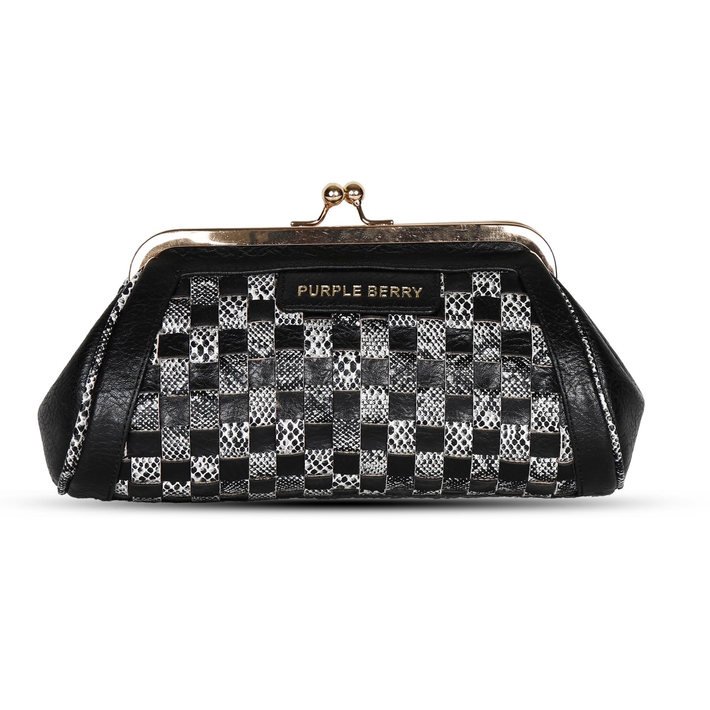 Grid Pattern Clutch - Black
