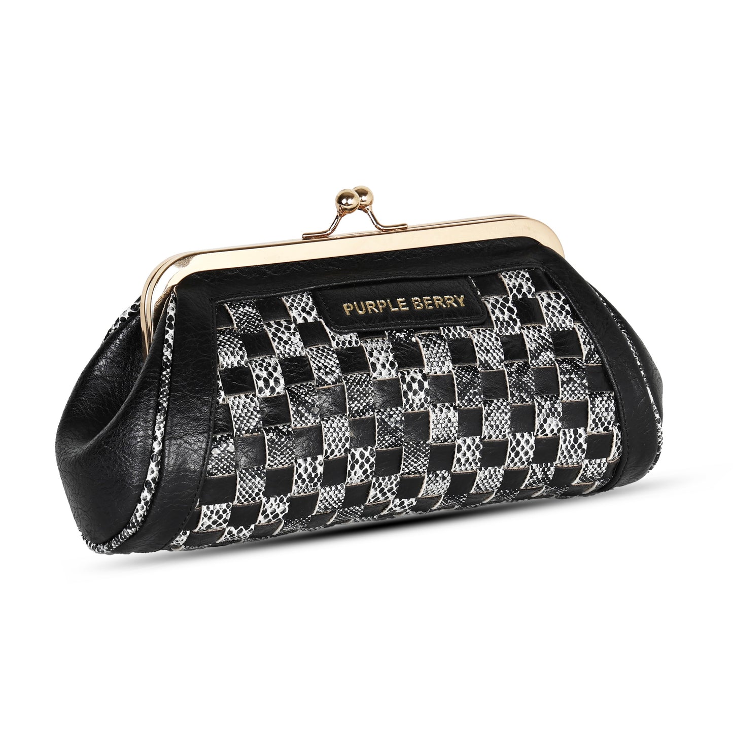 Grid Pattern Clutch - Black