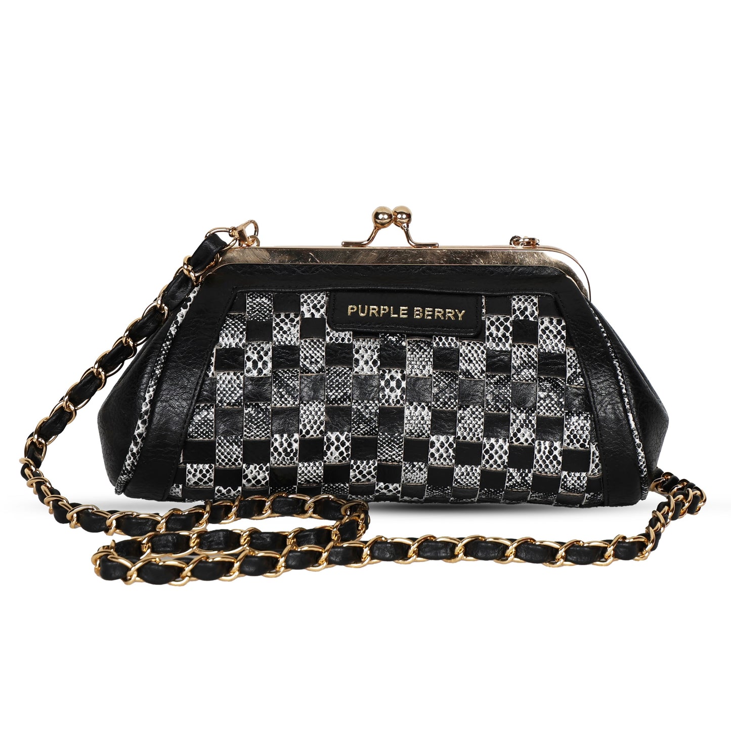 Grid Pattern Clutch - Black