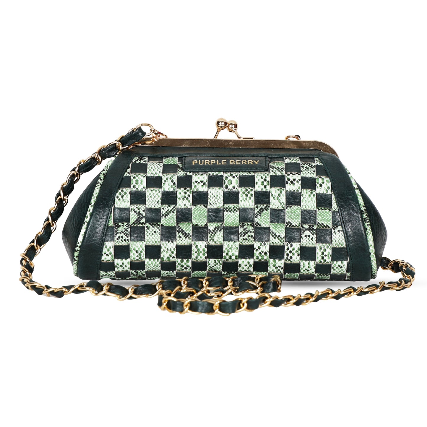 Grid Pattern Clutch - Green