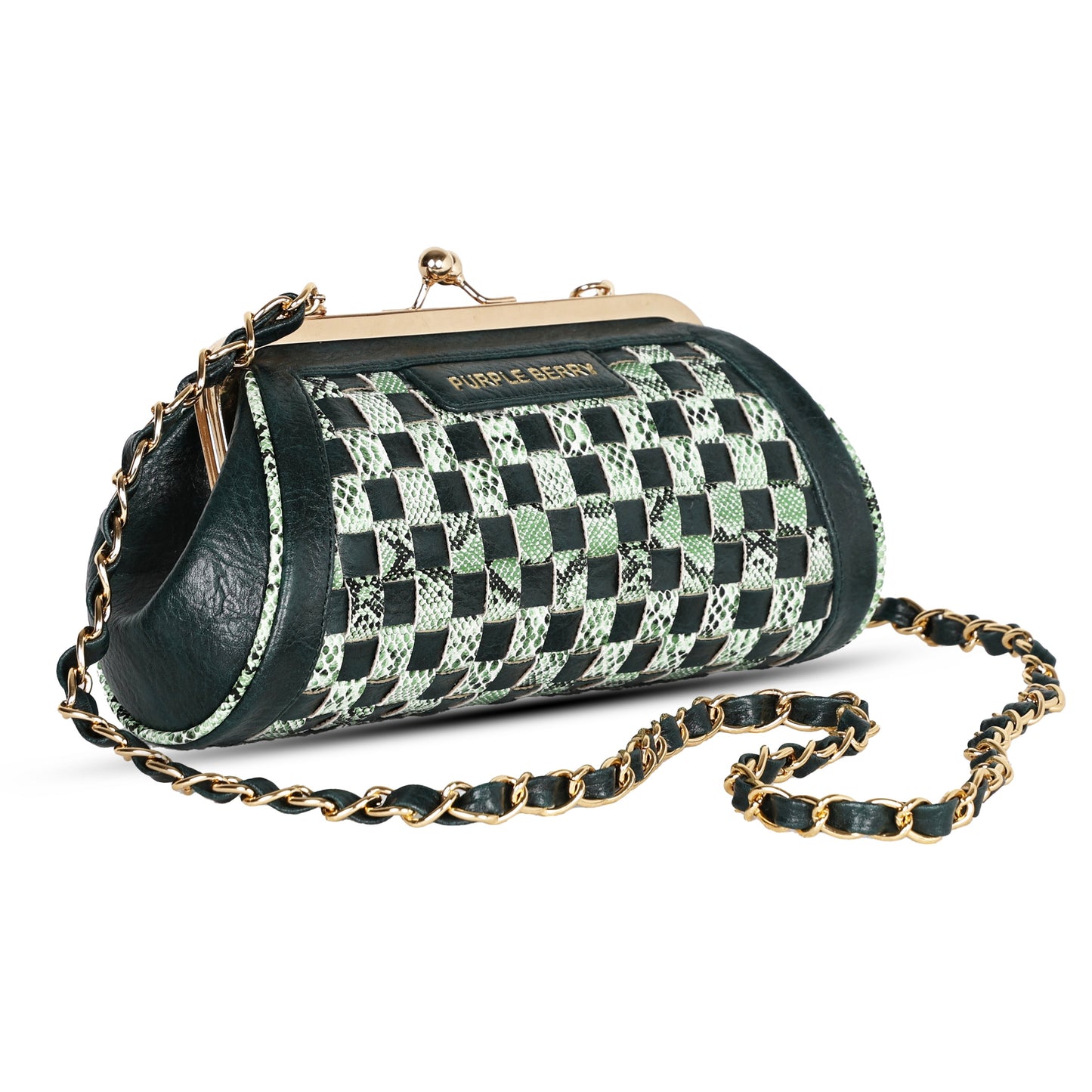 Grid Pattern Clutch - Green