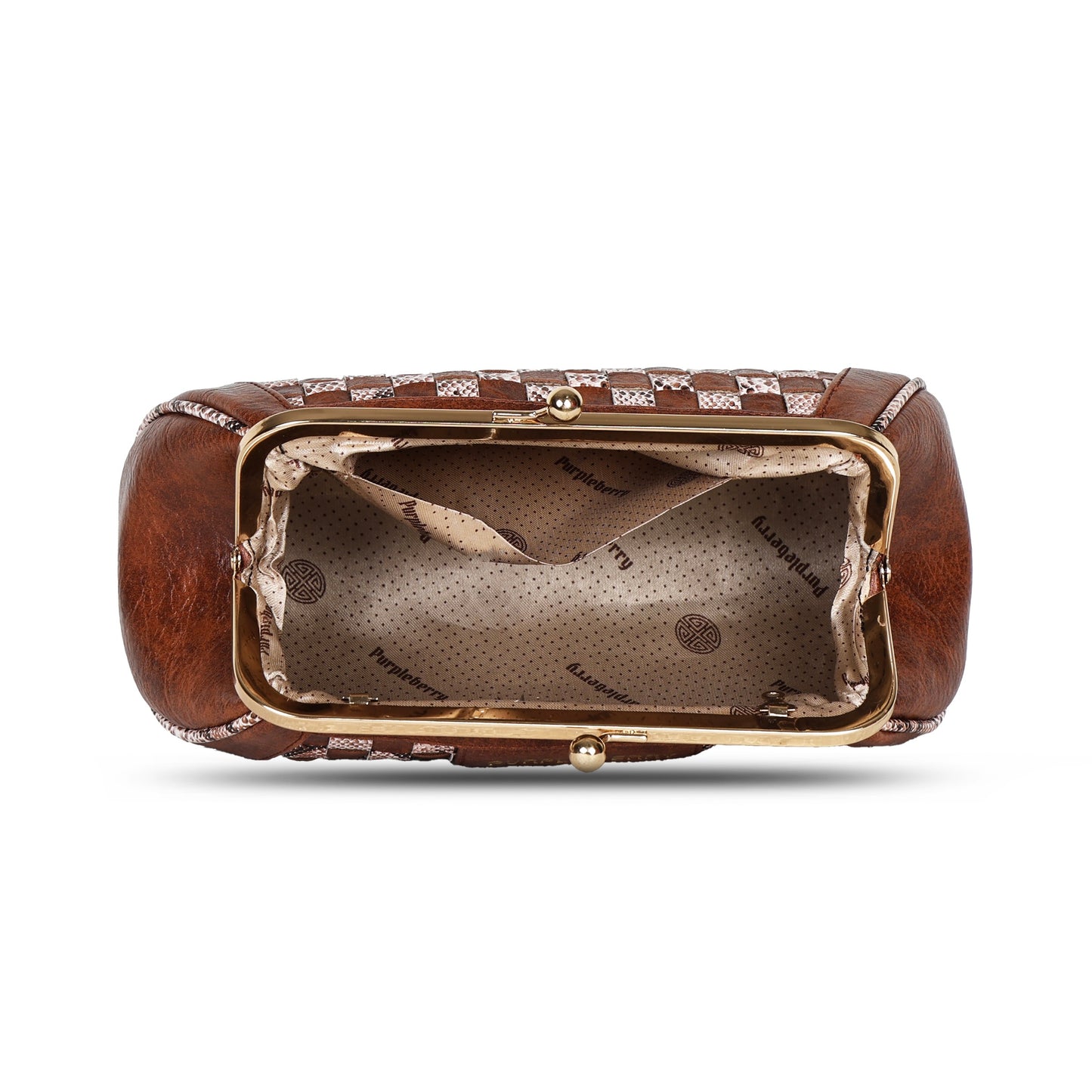 Grid Pattern Clutch - Tan
