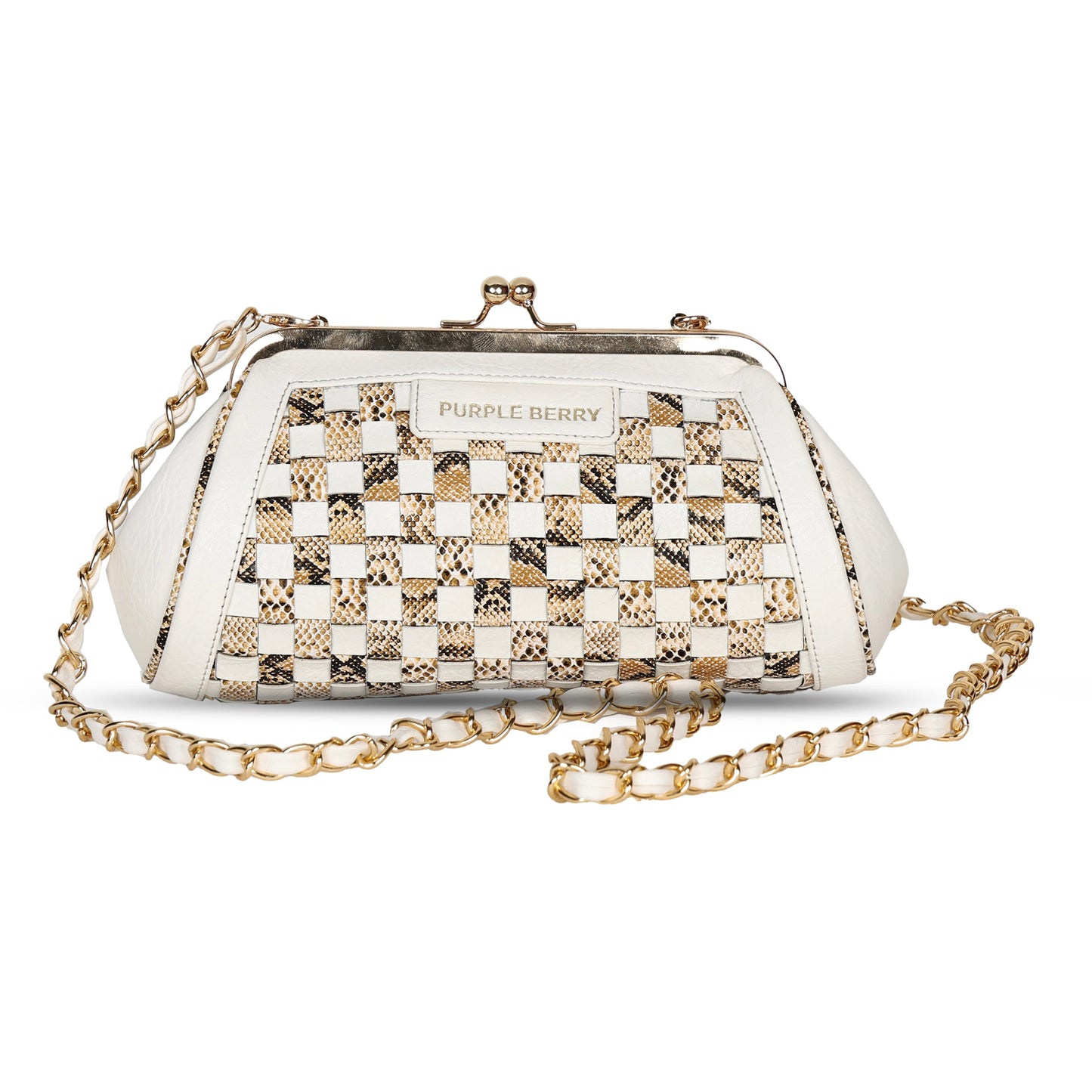 Grid Pattern Clutch - White
