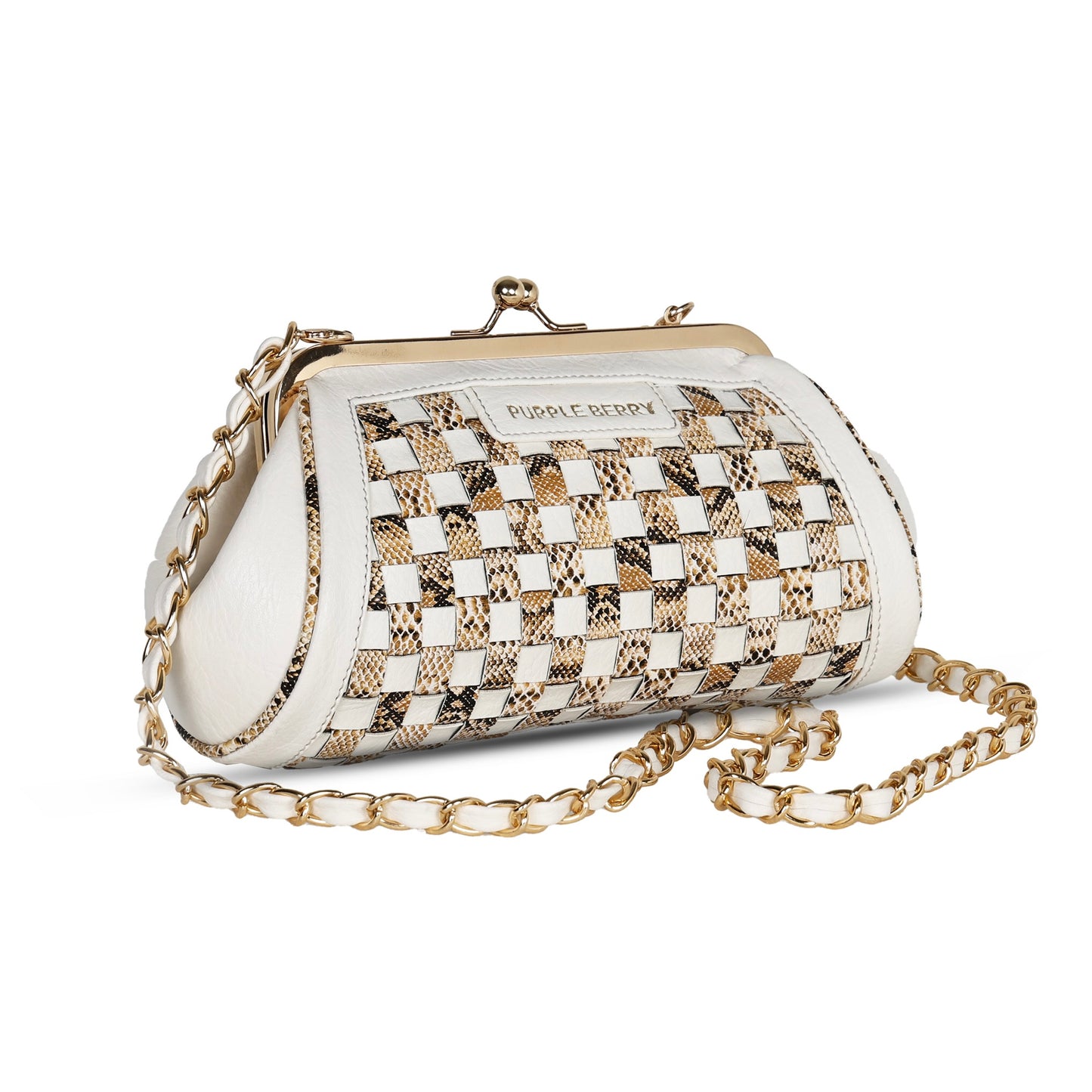 Grid Pattern Clutch - White