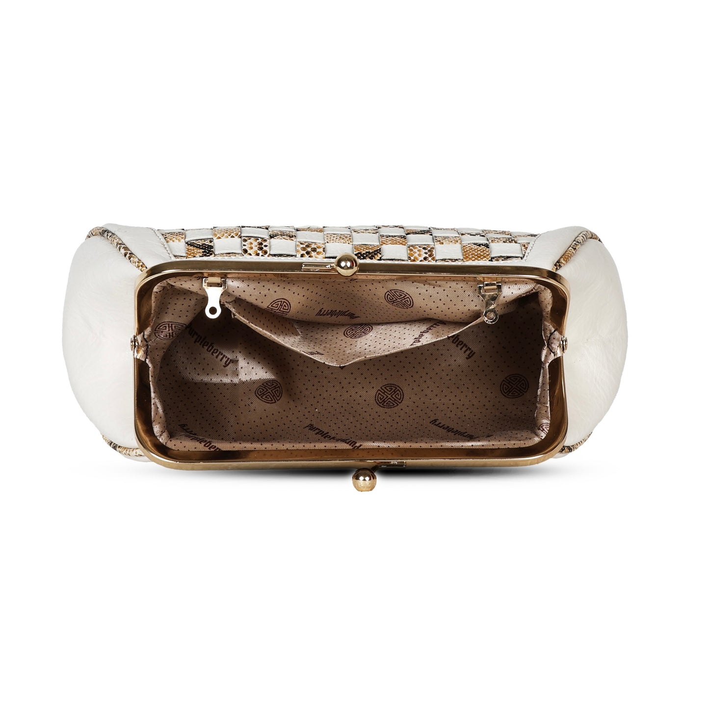 Grid Pattern Clutch - White