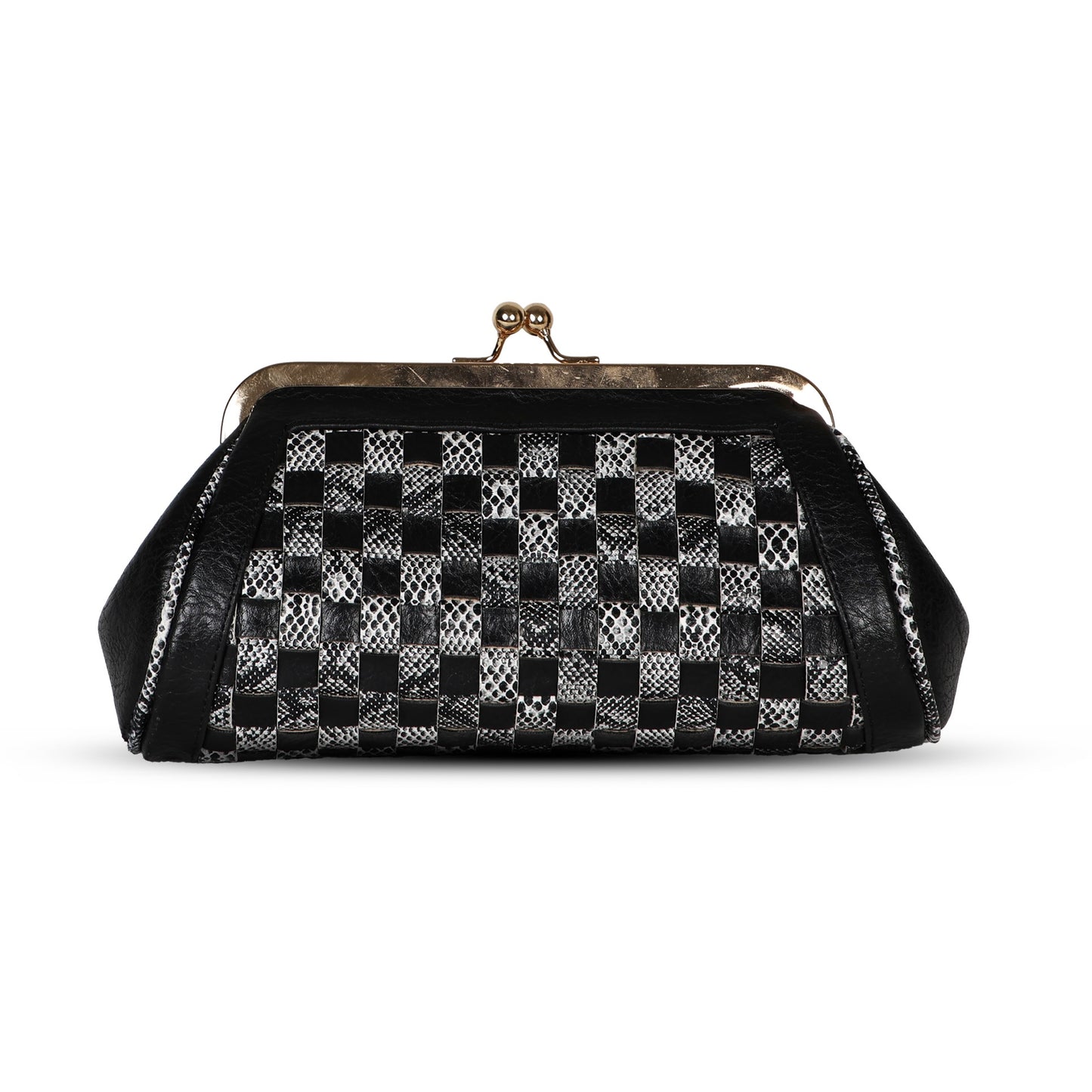 Grid Pattern Clutch - Black