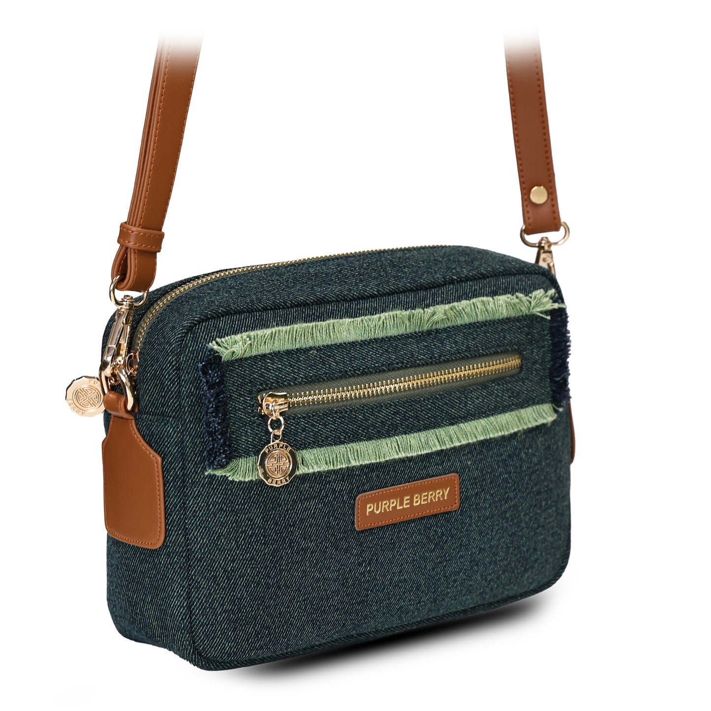 Elara Denim Luxe Sling Bag.