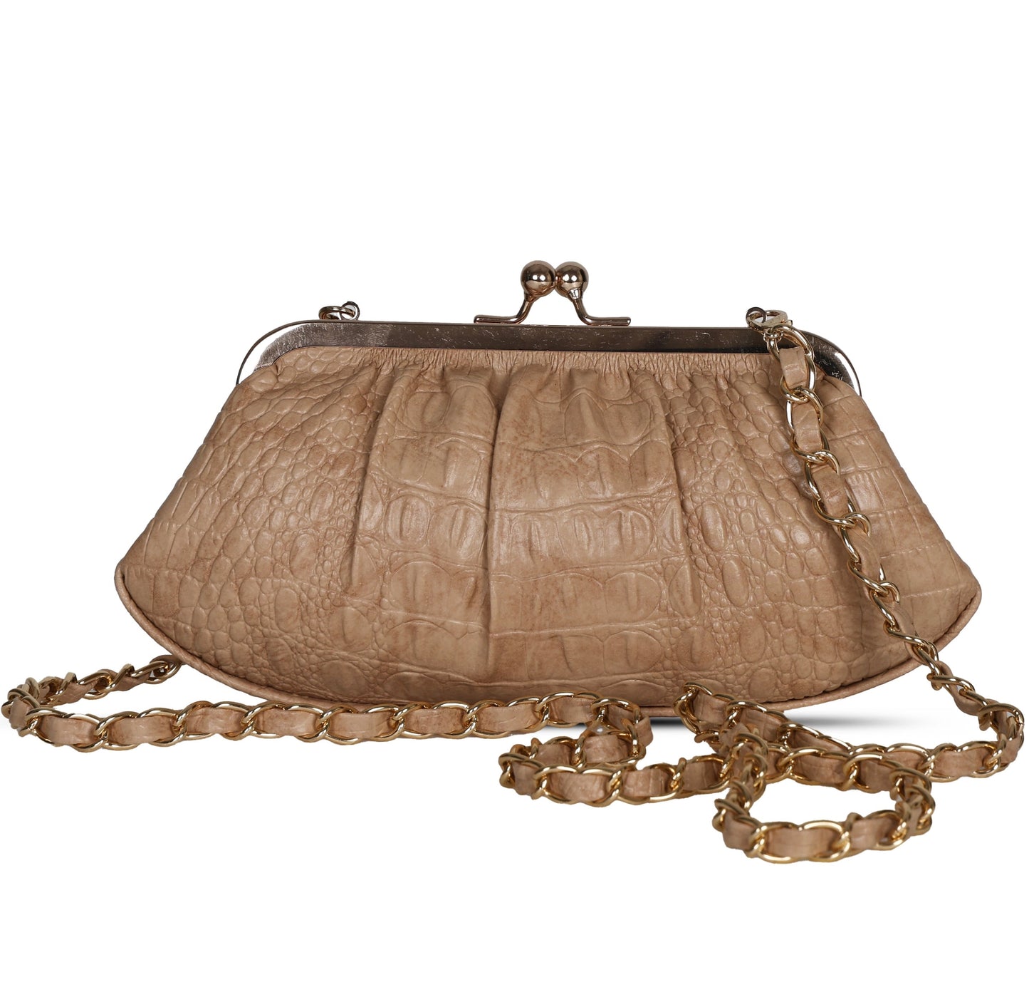 Maya Vintage Kiss Lock clutch - Mocha Mousse