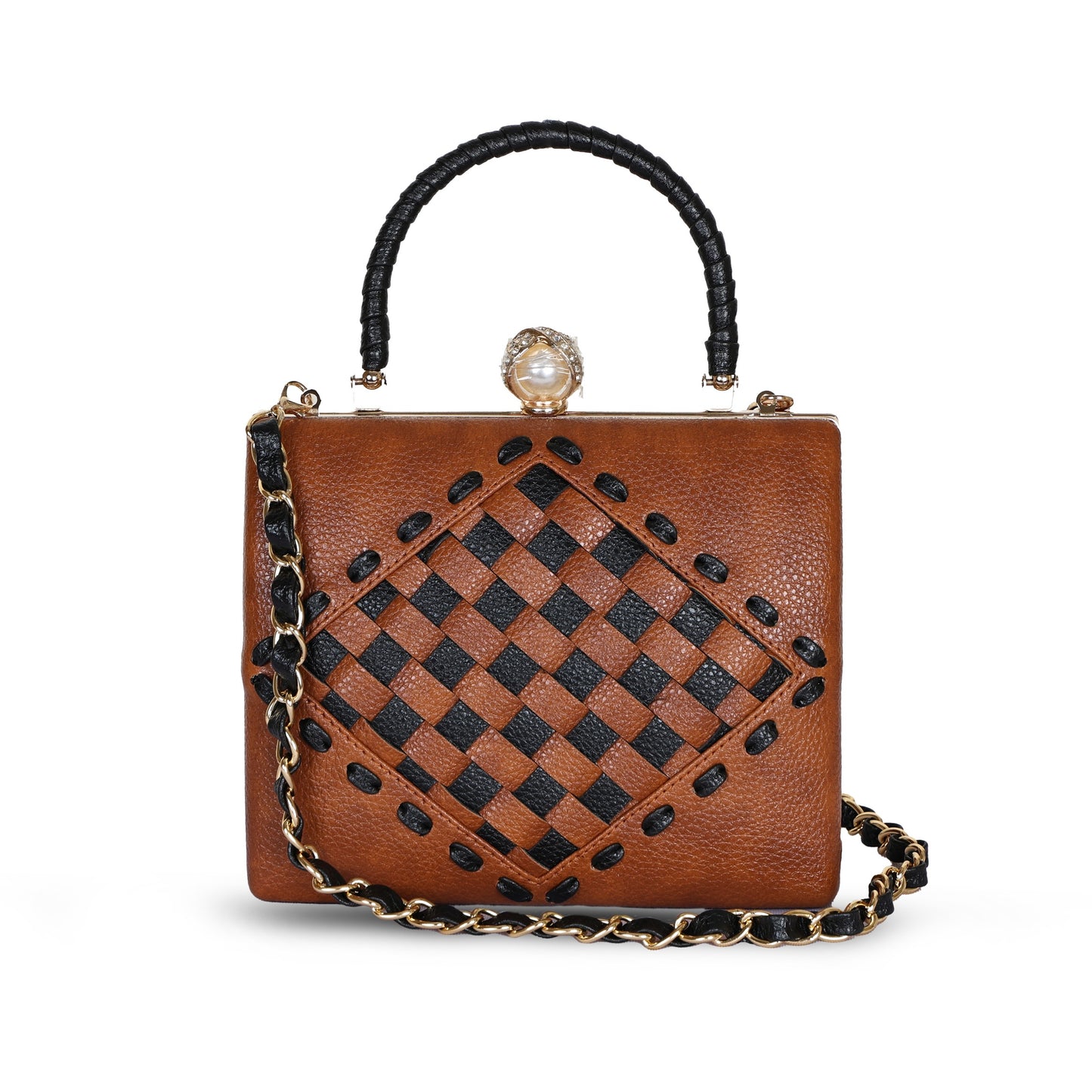Zahra Braided Clutch - Tan