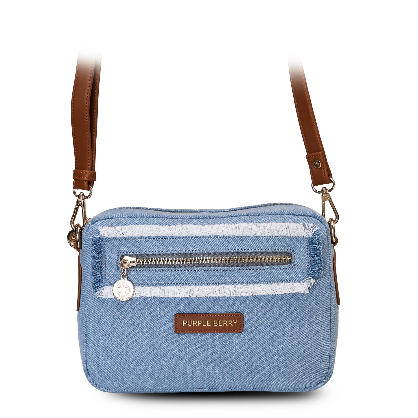 Elara Denim Luxe Sling Bag.
