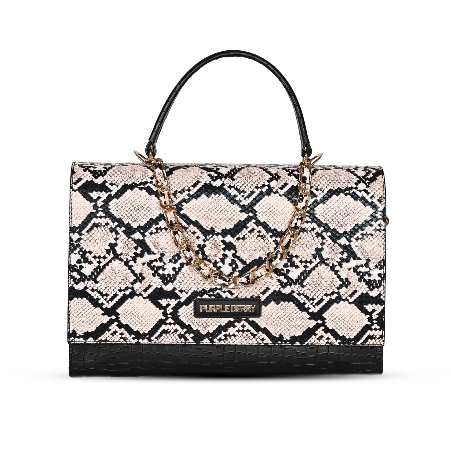 Medusa Luxury Snake & croco Satchel - Cream