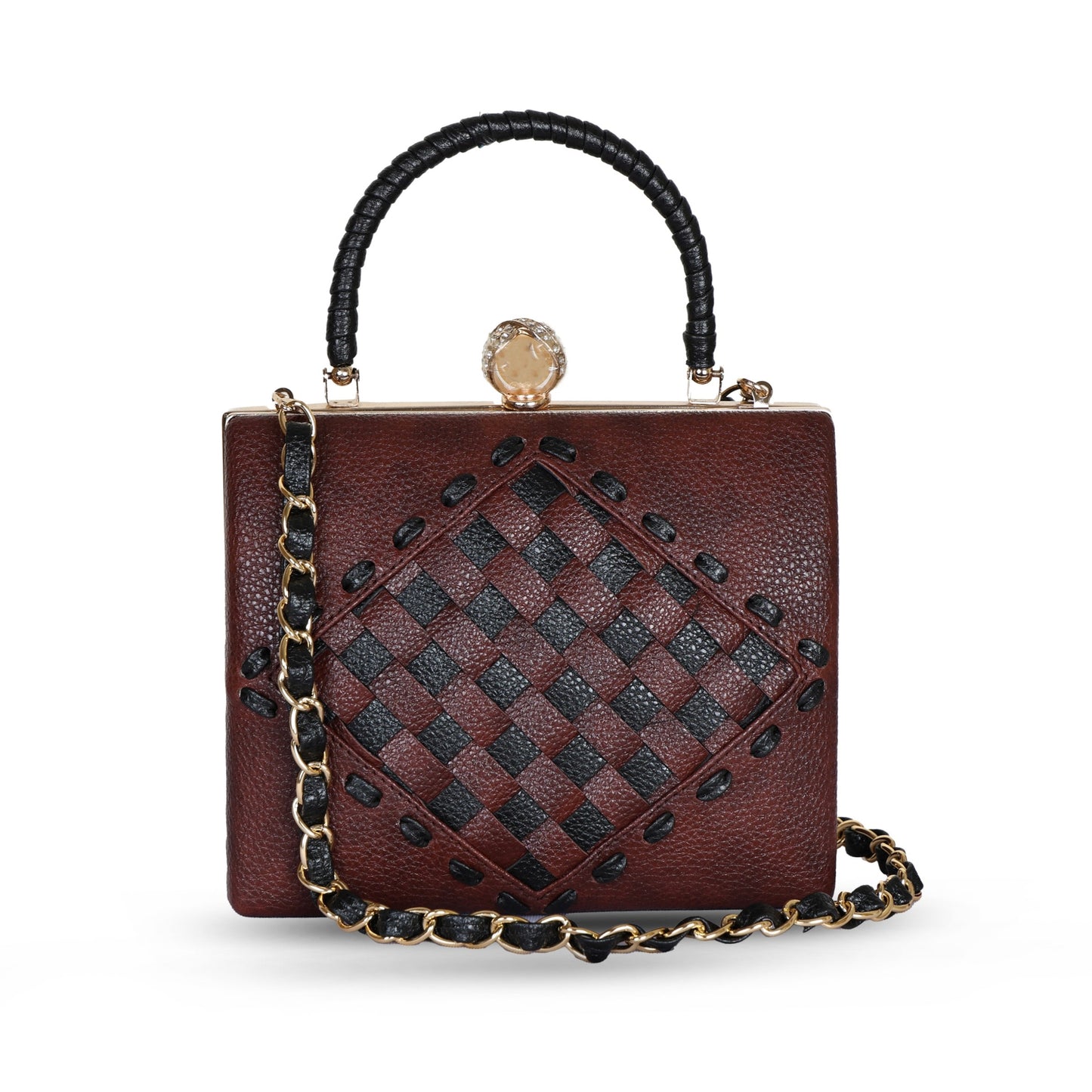 Zahra Braided Clutch - Chocolate