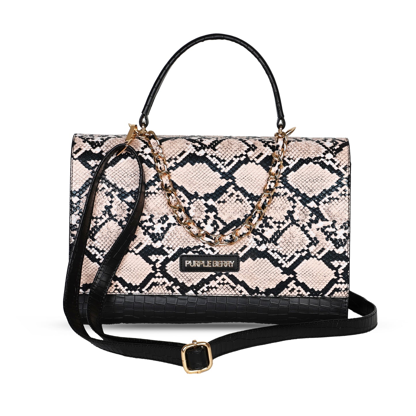 Medusa Luxury Snake & croco Satchel - Cream