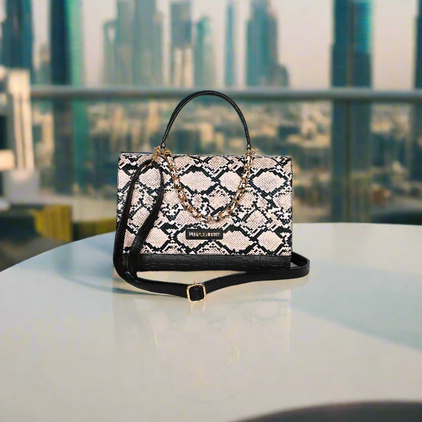 Medusa Luxury Snake & croco Satchel - Cream