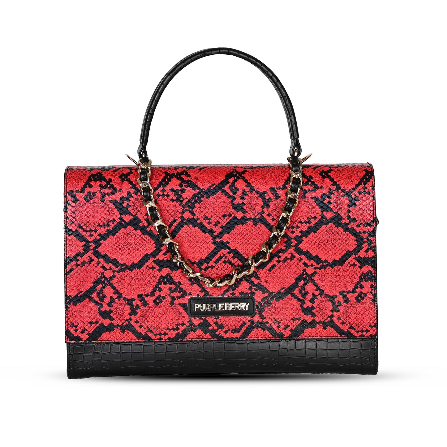 Medusa Luxury Snake & croco Satchel - Red