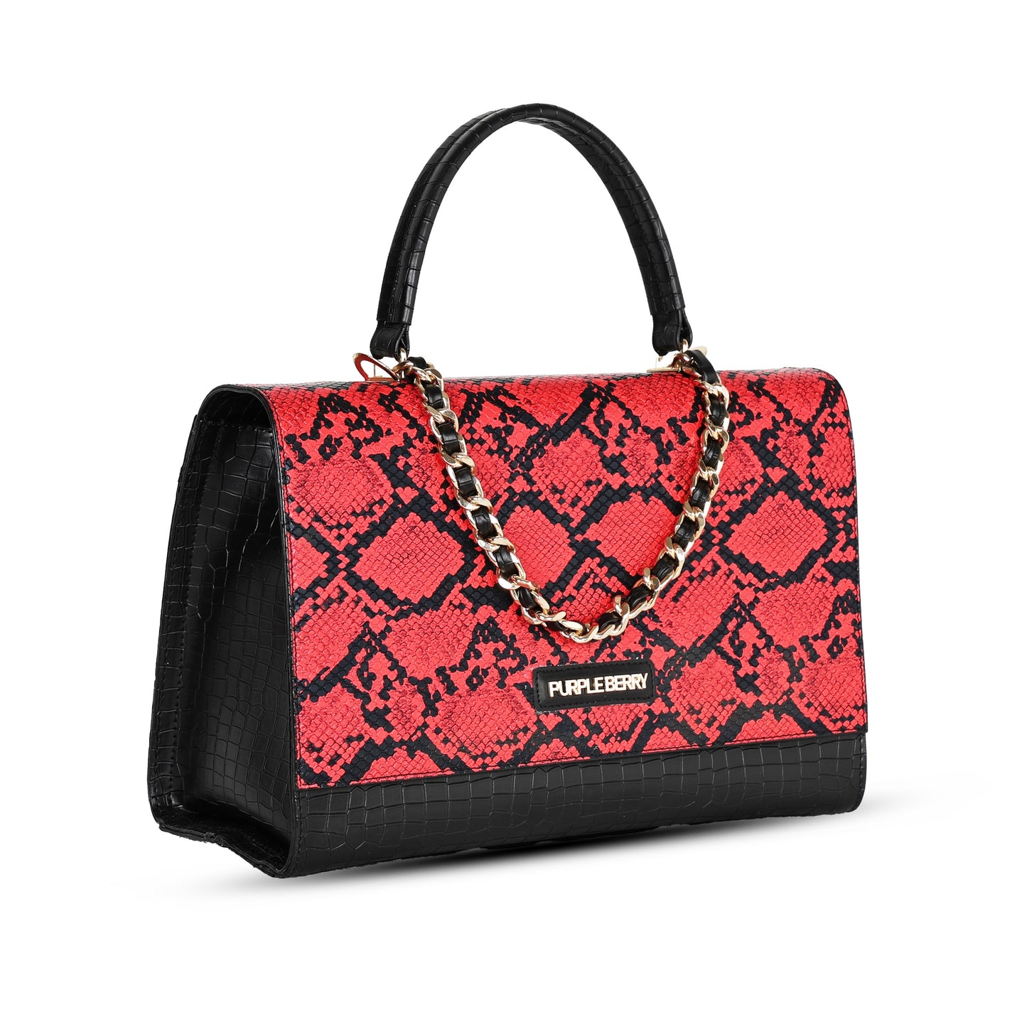 Medusa Luxury Snake & croco Satchel - Red