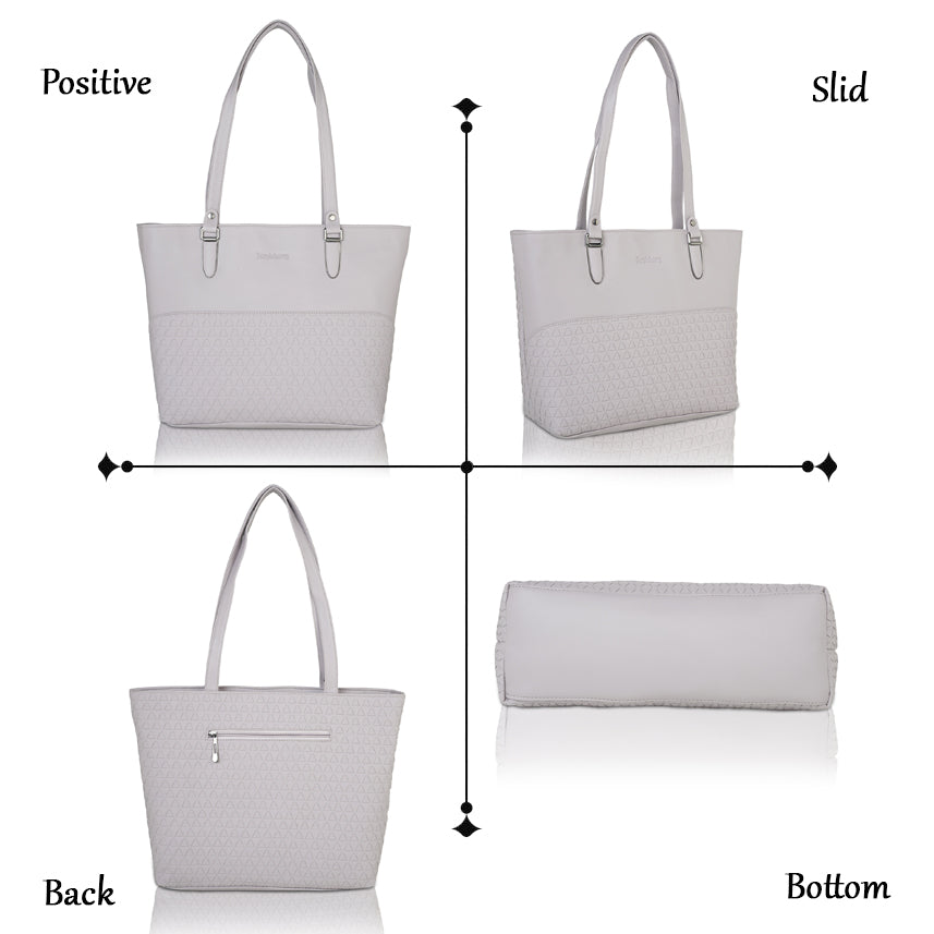 Doris Textured Handbag - Light Grey