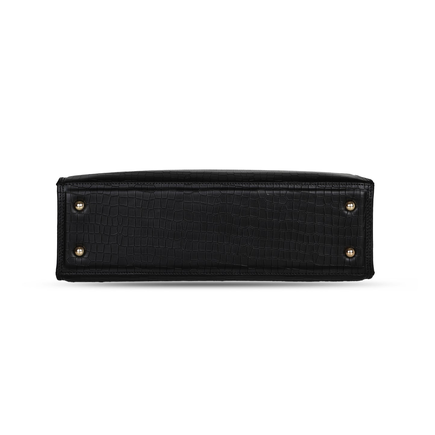 Ella Croco Structured shoulder bag with snake motif Gusset - Black