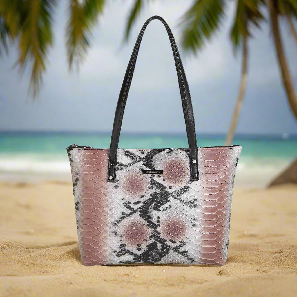 Raffia Snake Printed Brown Sugar Luxury Handbag