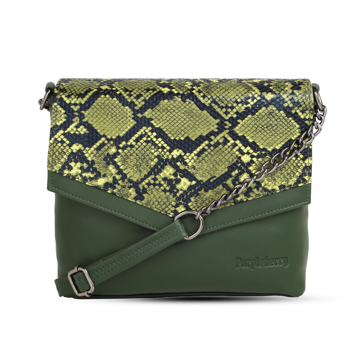 Kassia Sling Bag Forest Green Snake Printed