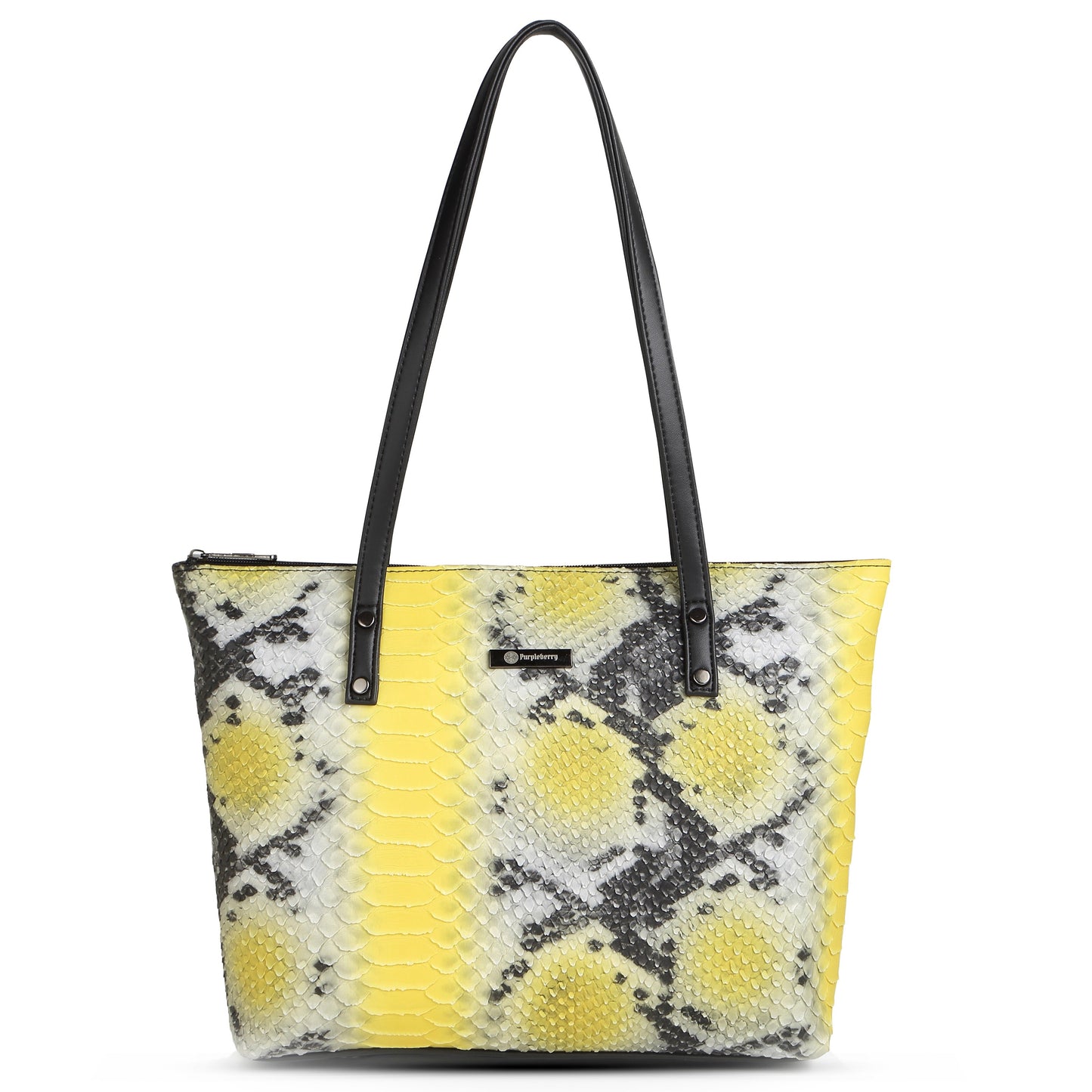 Raffia Snake printed Lemon Yellow Luxury Handbag