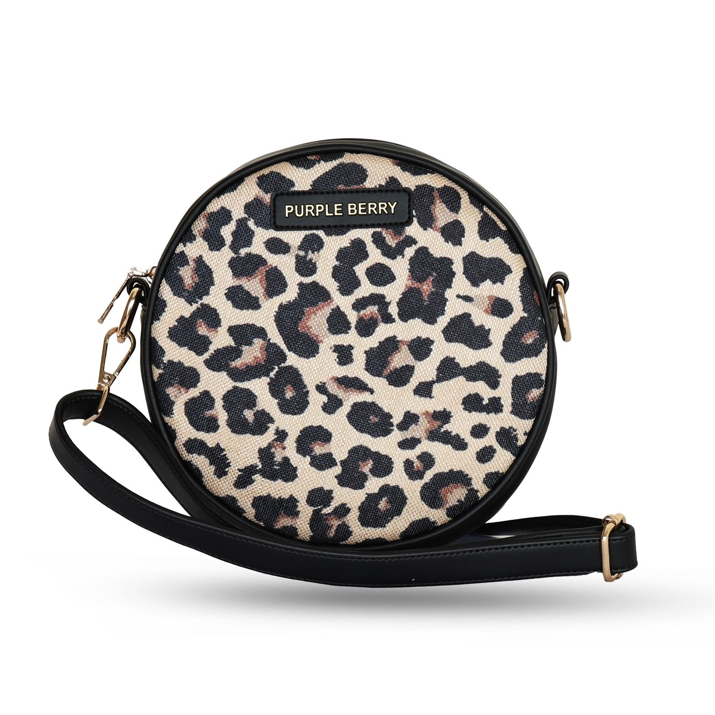 Round Canvas Sling bag | Crossbody Bag - Leopard Print