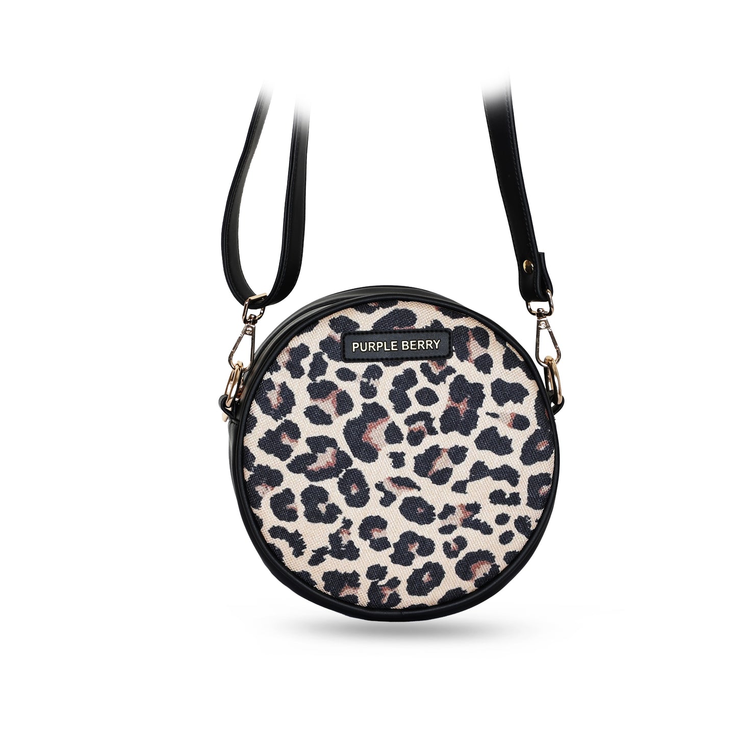 Round Canvas Sling bag | Crossbody Bag - Leopard Print