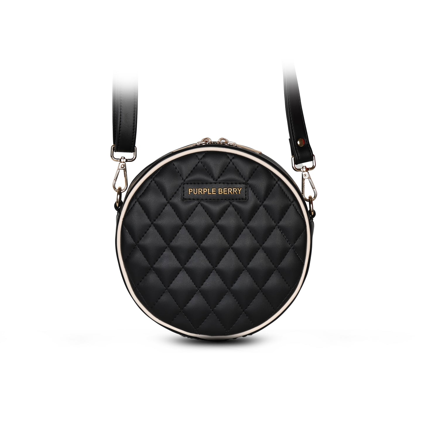 Round Diamond Pattern Sling bag | Crossbody Bag - Black