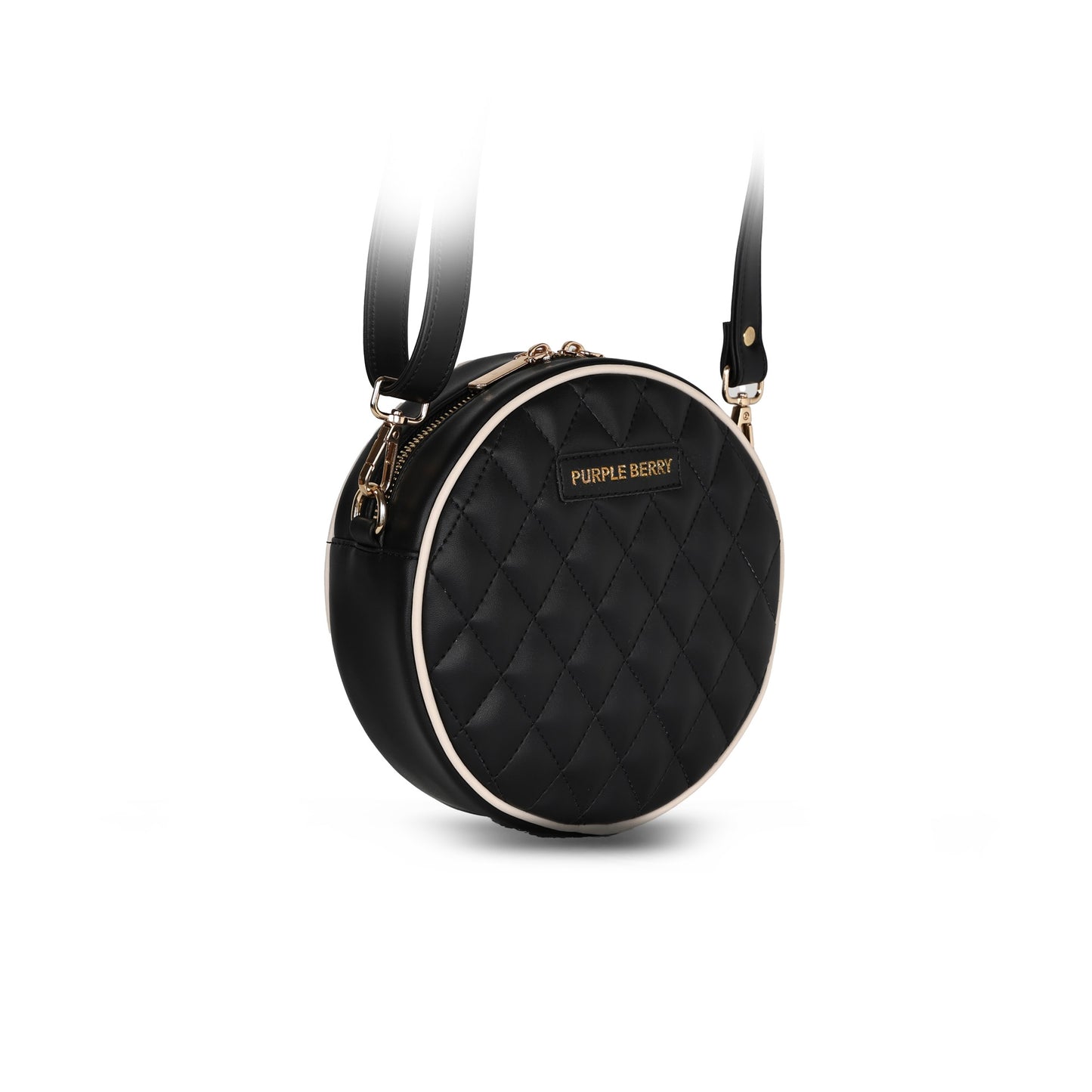Round Diamond Pattern Sling bag | Crossbody Bag - Black
