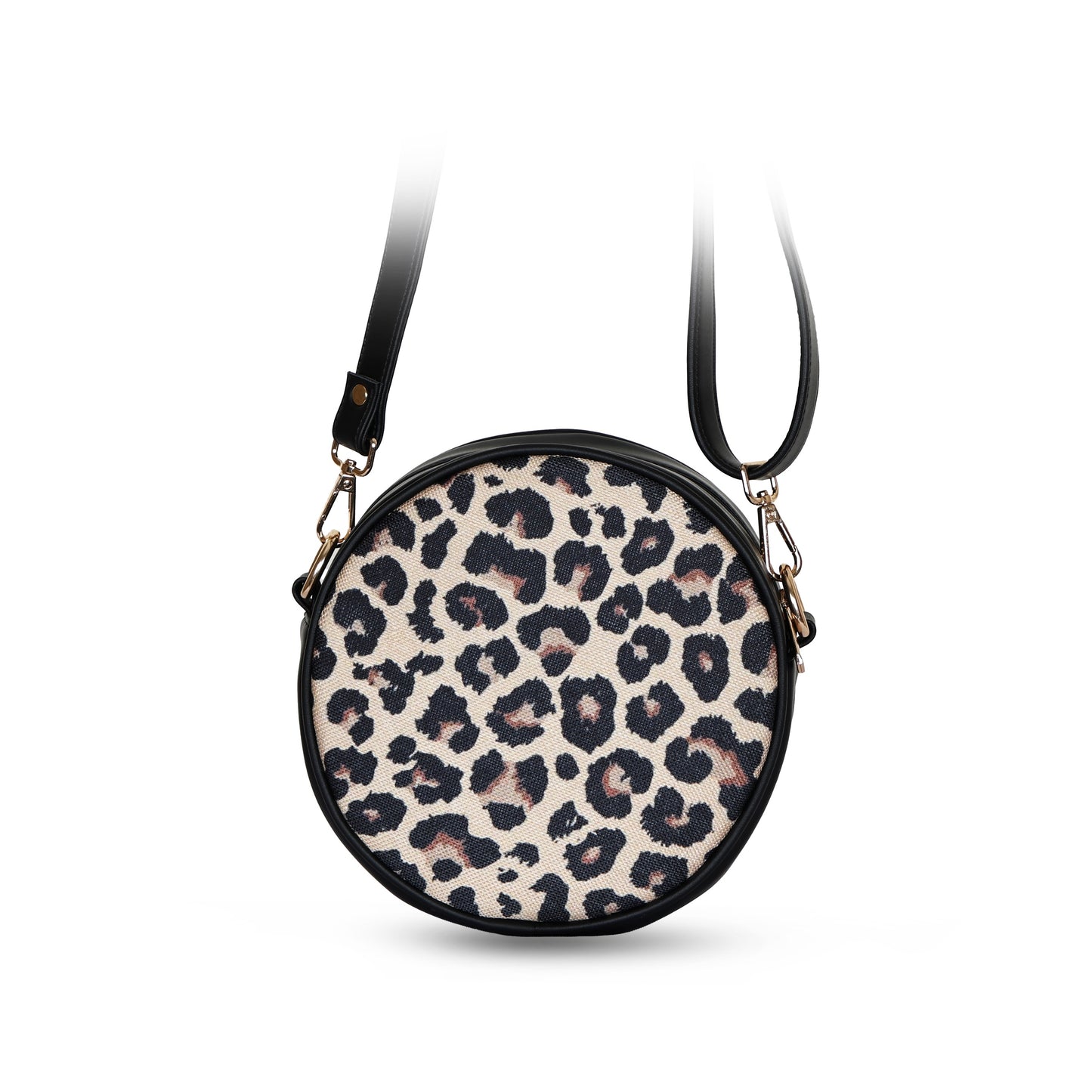 Round Canvas Sling bag | Crossbody Bag - Leopard Print