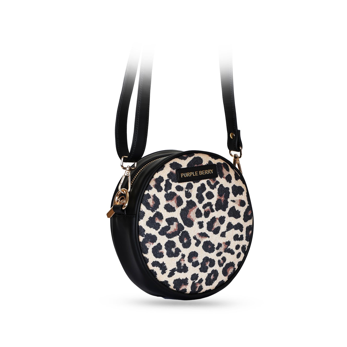 Round Canvas Sling bag | Crossbody Bag - Leopard Print