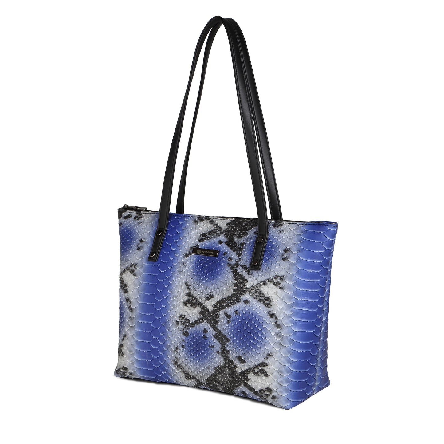 Raffia Snake printed Ocean Blue Luxury Handbag