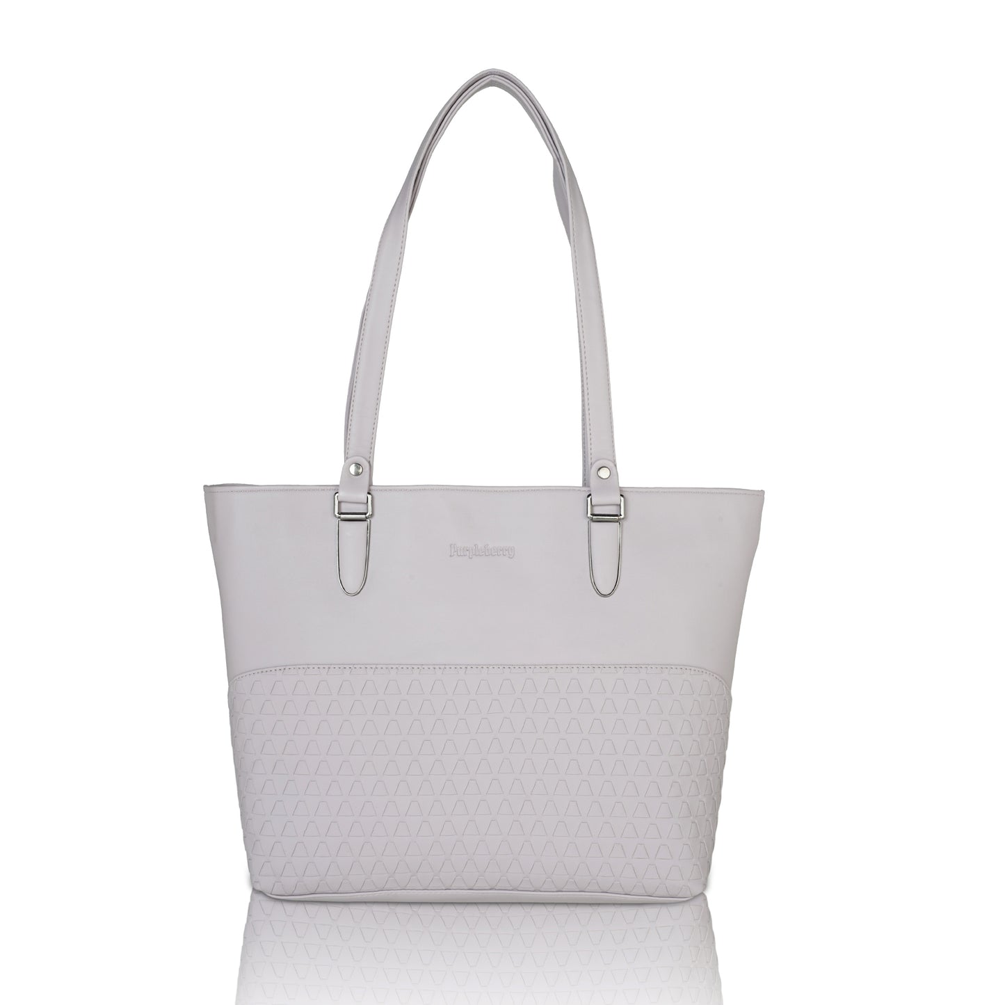 Doris Textured Handbag - Light Grey