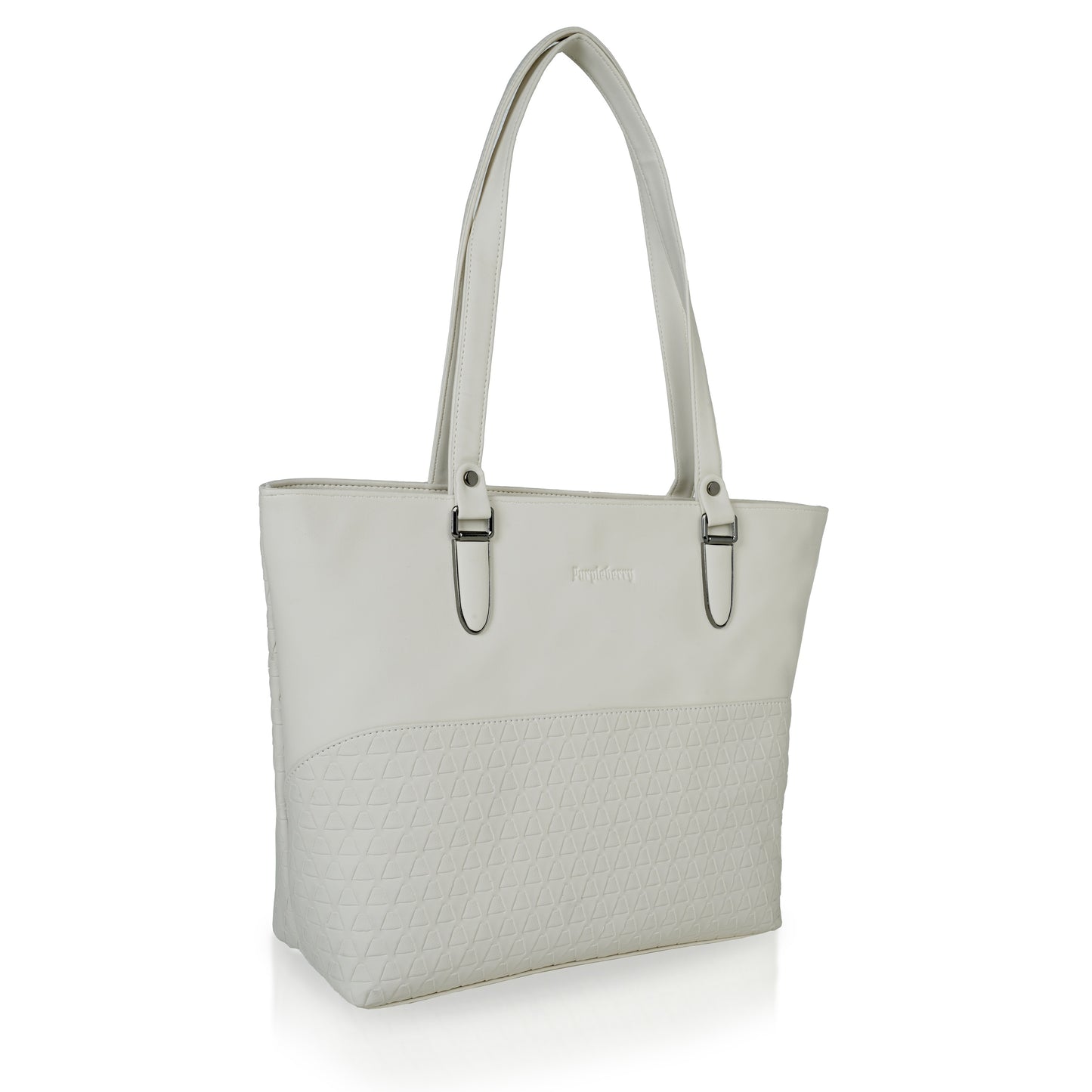 Doris Textured Handbag - White Pearl