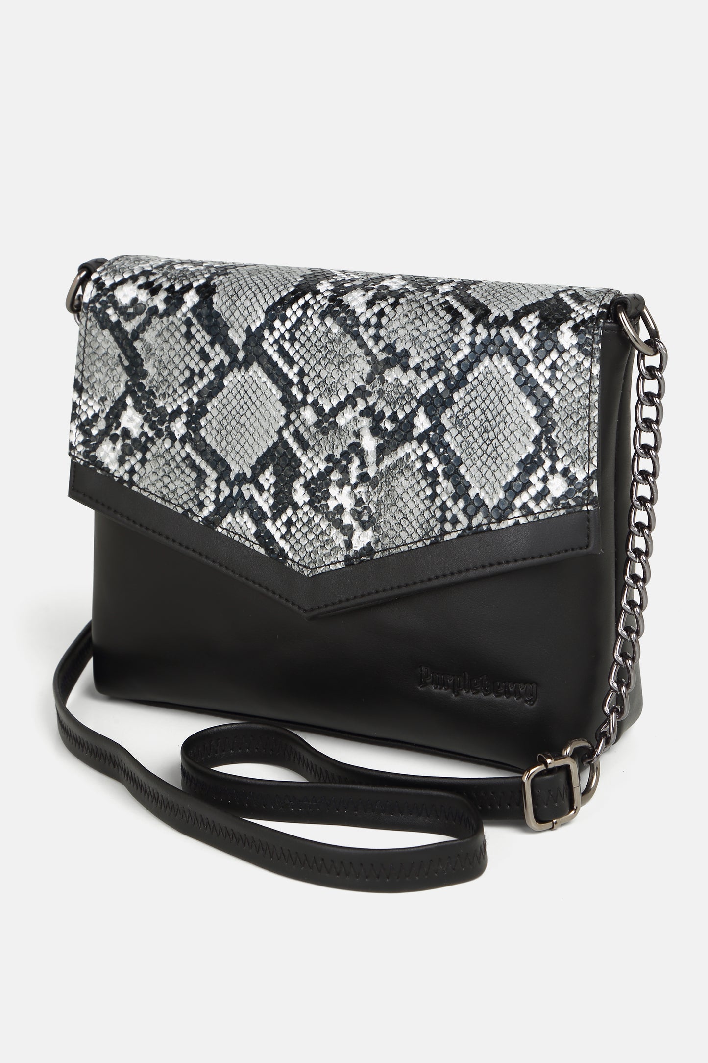 Kassia Sling Bag Carbon Black Snake Printed
