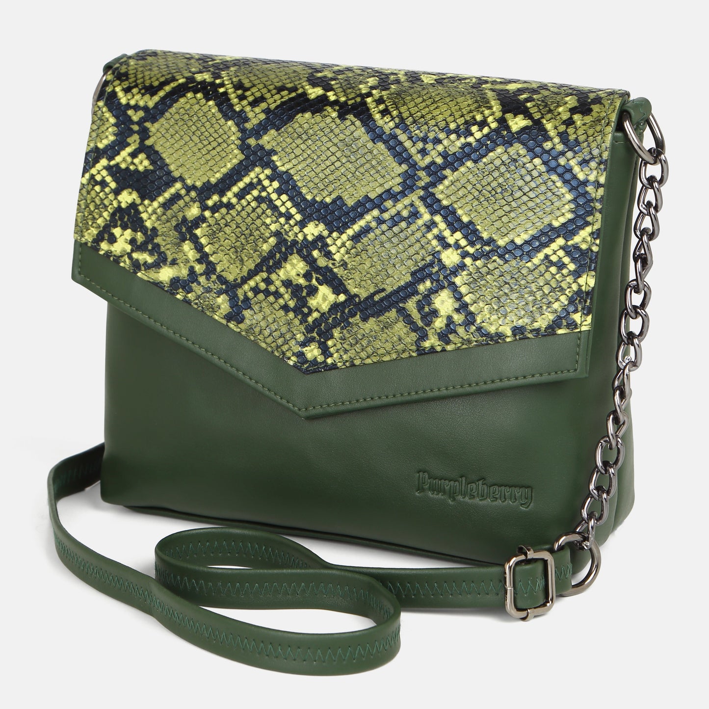 Kassia Sling Bag Forest Green Snake Printed