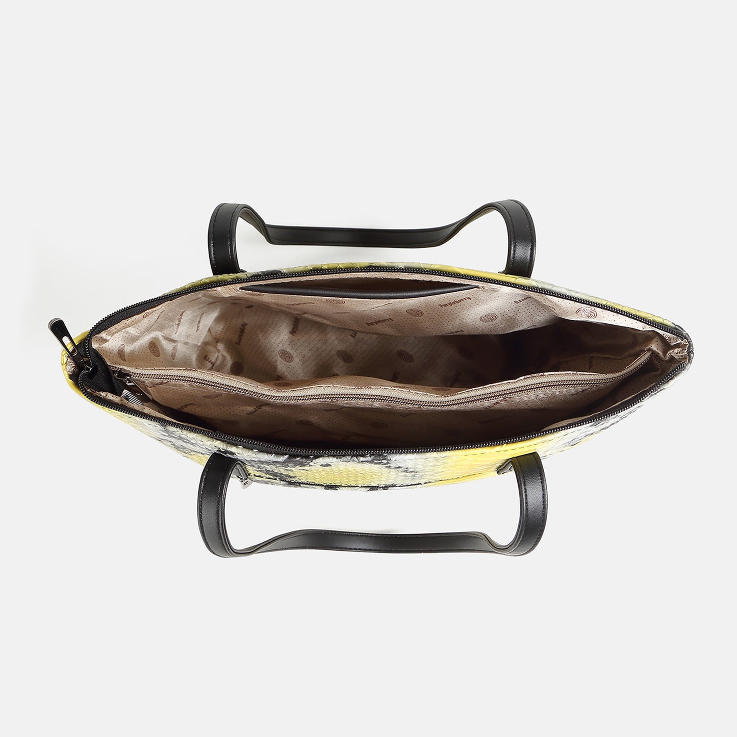 Raffia Snake printed Lemon Yellow Luxury Handbag