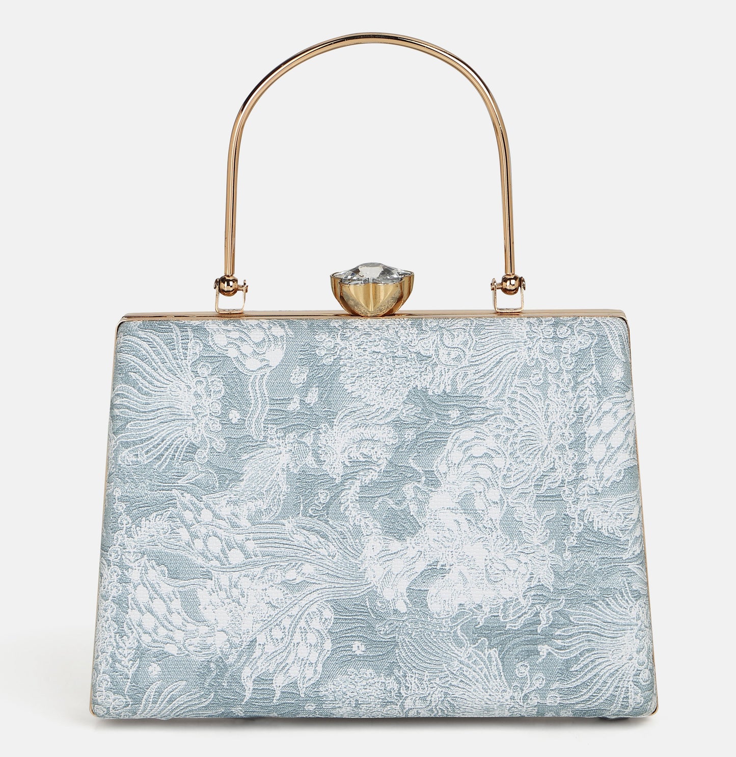 Flora Teal Blue Clutch