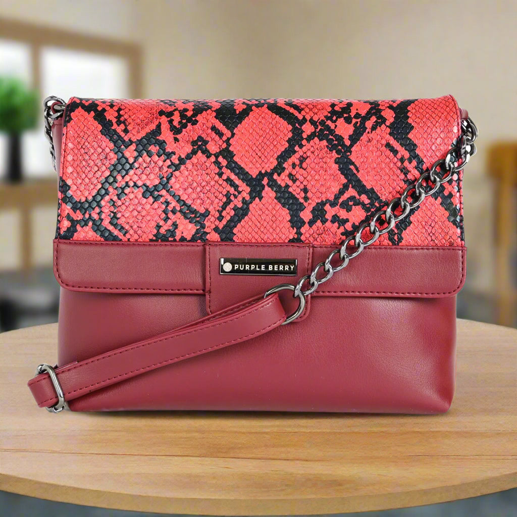 Cassie Wine Snake print Sling