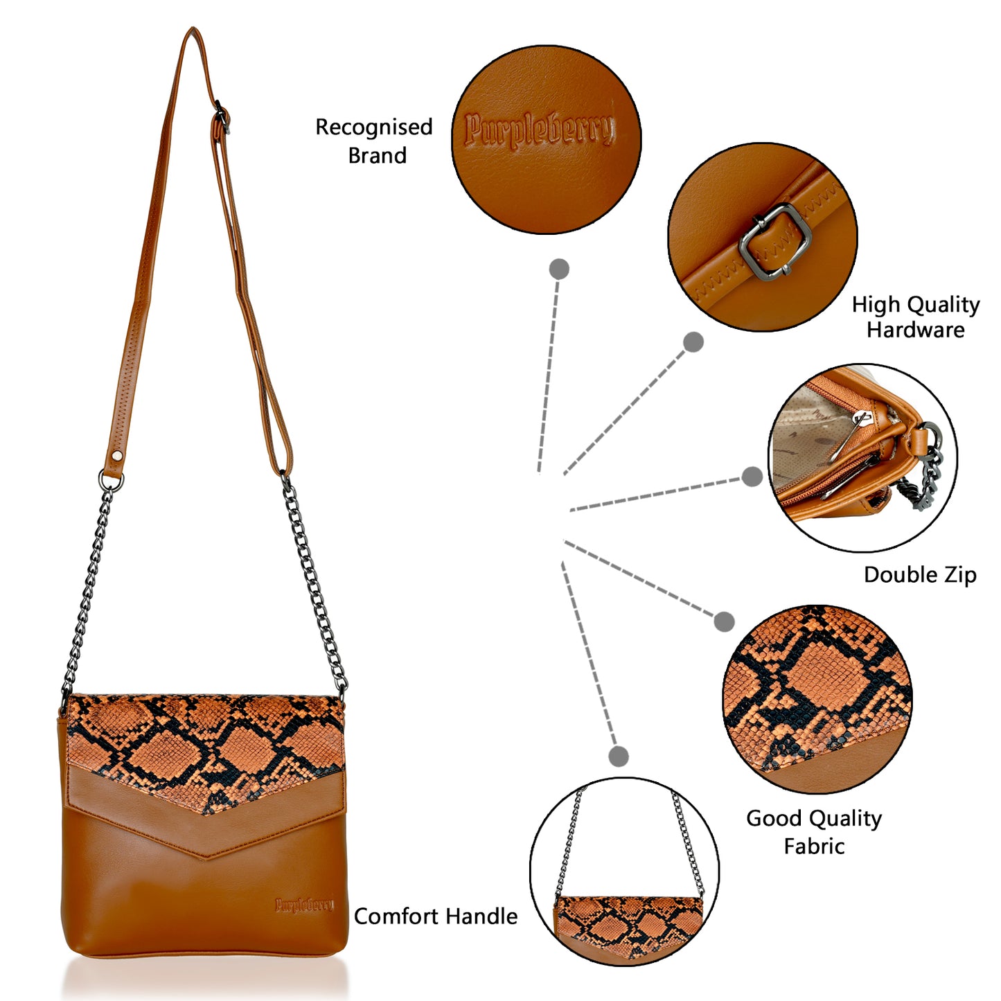 Kassia Sling Bag Cocoa Tan Snake Printed