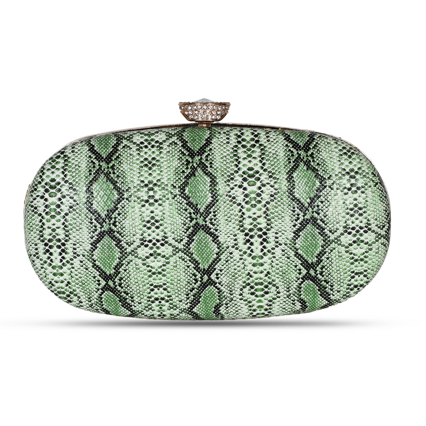 Premium Snake Print Party Clutch - Green
