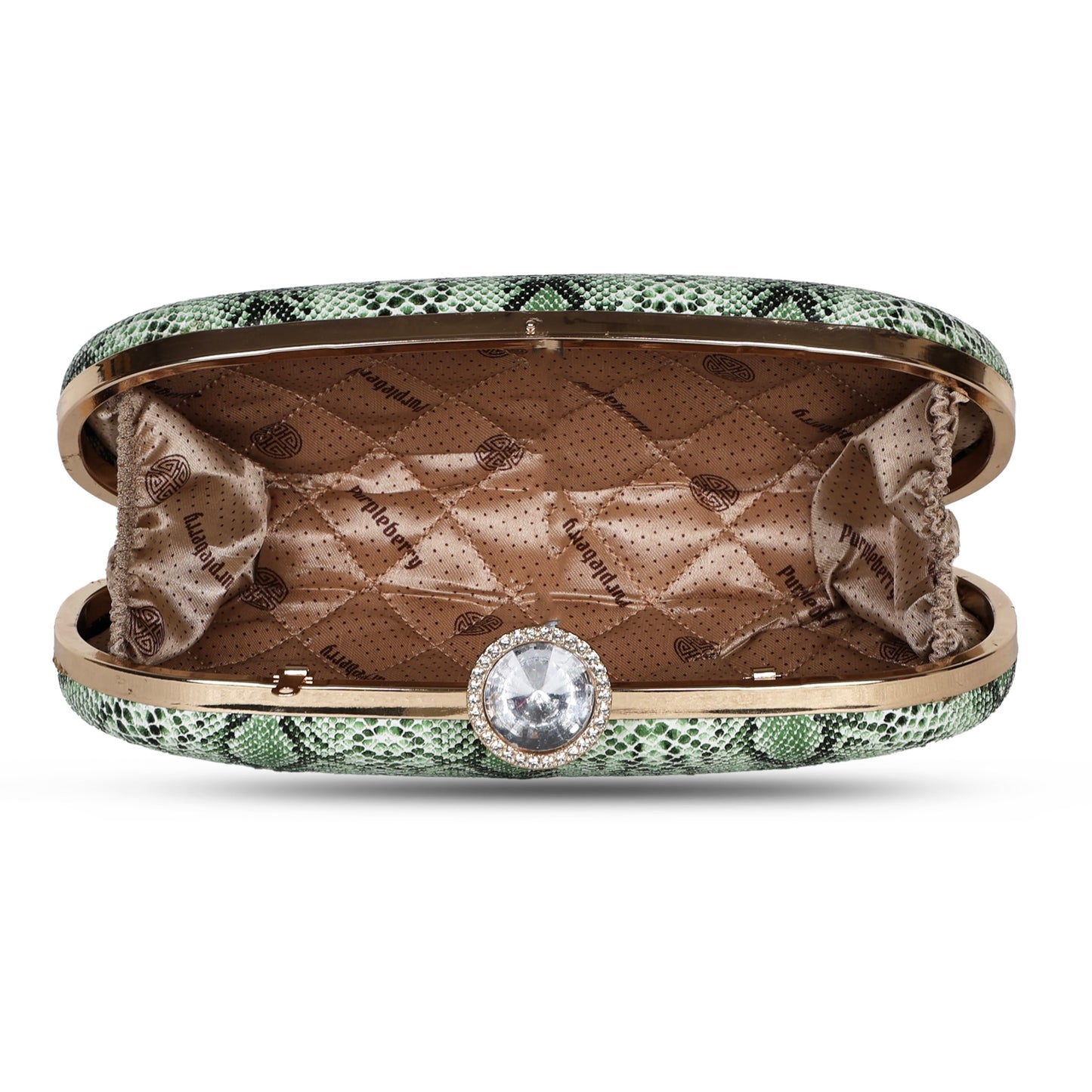 Premium Snake Print Party Clutch - Green